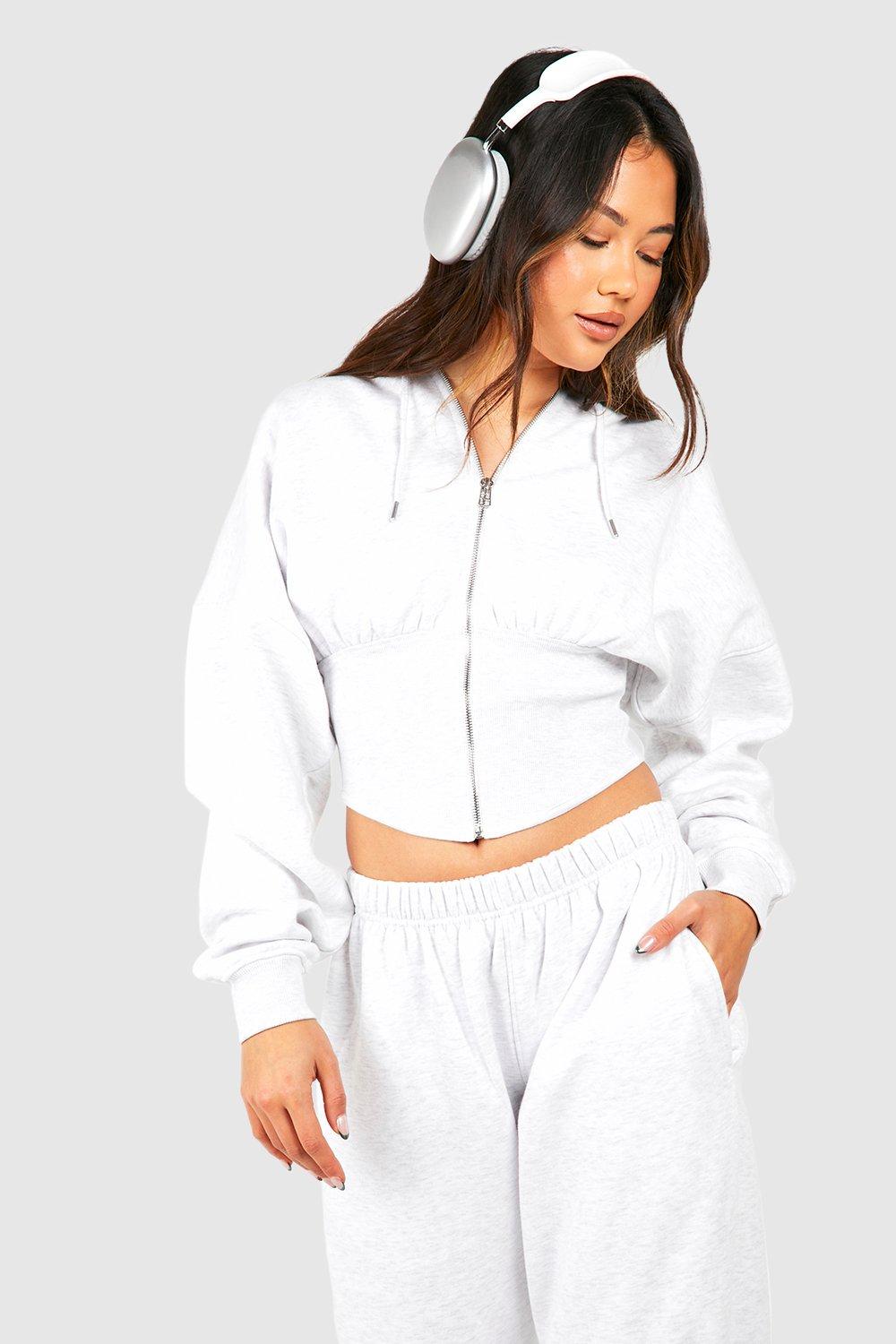 Corset Zip Hoodie And Straight Leg Jogger Tracksuit | boohoo